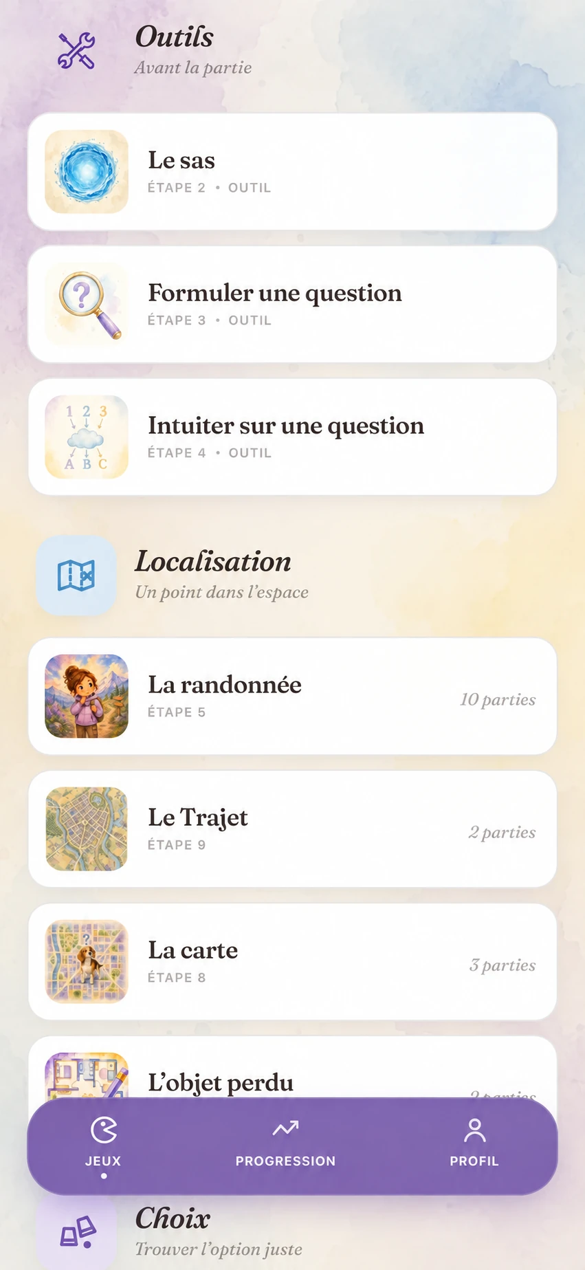 Accueil de l’application L’Intuition du corps