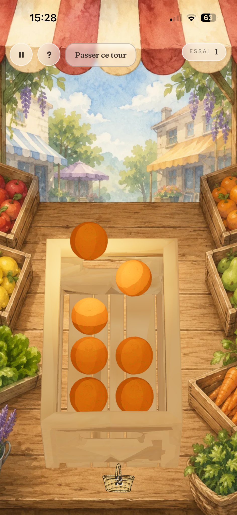 Jeu des oranges dans l’application